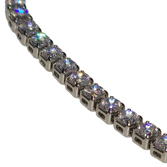 Beautiful Silver Slider Tennis Bracelet Made with Brilliant Swarovski Crystals - Picture 3 of 8